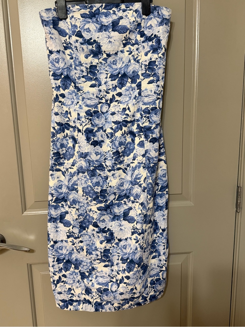 Abercrombie & Fitch White Strapless Dress with Blue Floral Print
